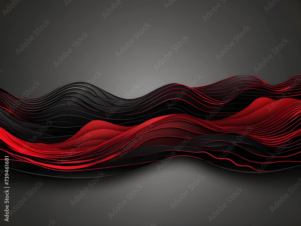 Poster contrast red and black waves with a thin line pattern. abstract corporate wavy banner design. vector