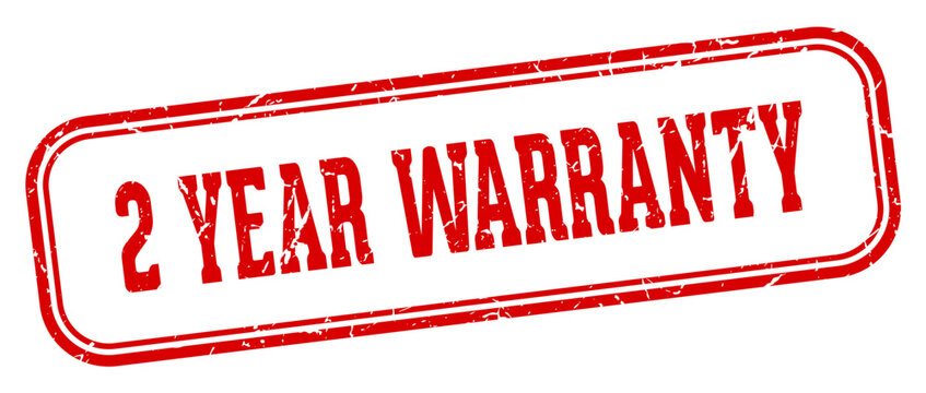 2 year warranty stamp. 2 year warranty rectangular stamp on white background