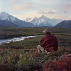 Fototapeta premium person in the mountains