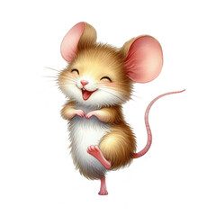 Mouse isolated on white background, watercolor illustration