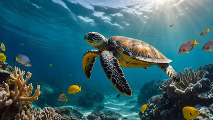 Sea Turtle in Coral Reefs