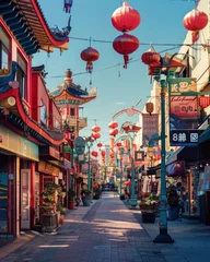 Schilderijen op glas chinese lantern in the city © kalafoto