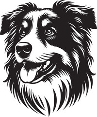 Australian Shepherd Dog Head Silhouette Portrait Vector