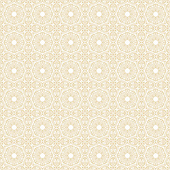 Golden seamless ornamental laced  vector pattern, on white background