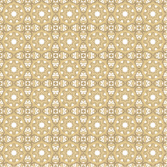 Golden seamless ornamental laced  vector pattern, on white background
