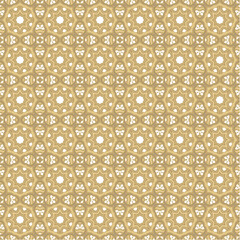 Golden seamless ornamental laced  vector pattern, on white background