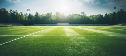 Plexiglas foto achterwand Empty football field at daylight ©  Mohammad Xte