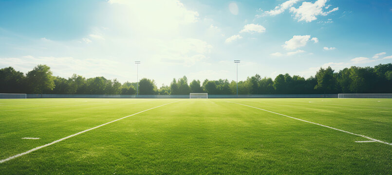 Empty football field at daylight