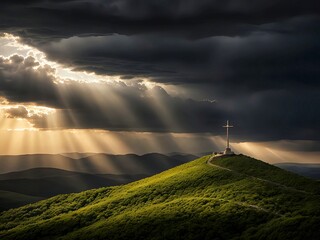 Christian background with christian cross symbol