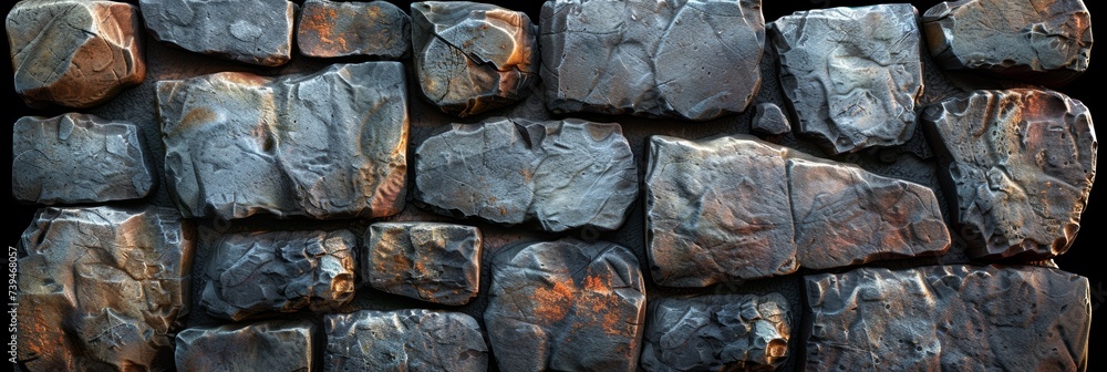 Poster a rough-textured background of old stones, showcasing the natural and weathered patterns in construc