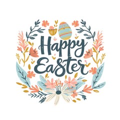 Fototapeta na wymiar Happy Easter banner. Trendy Easter design with typography, cute painted strokes, eggs and bunny in pastel colors. Modern minimal style horizontal poster, greeting card, header for website