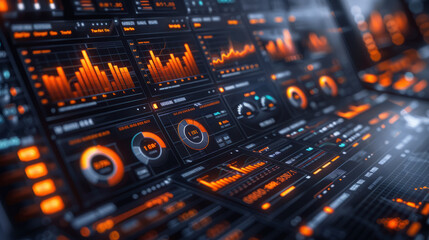 Obraz premium Comprehensive market analysis report with financial graphs, investment growth charts, and banking statistics on digital display for detailed insight.generative ai