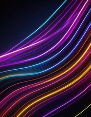 abstract background of colorful neon wavy line glowing in the dark. Modern simple wallpaper