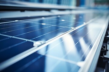 . title. close-up of solar cell farm power plant eco technology landscape,.