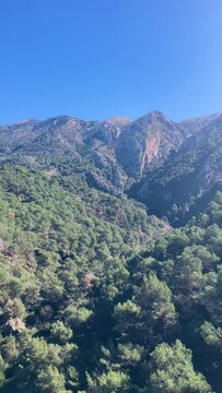 Panoramic view on hiking trail to Maroma peak, Sierra Tejeda, Spain 