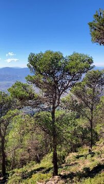 Panoramic view on hiking trail to Maroma peak, Sierra Tejeda, Spain 