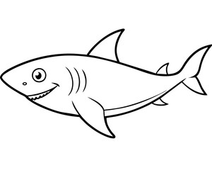 drawing of a cute shark for coloring