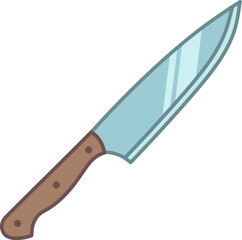 Kitchen knife icon in line and fill style.