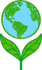 Illustration of eco Earth with sprout.