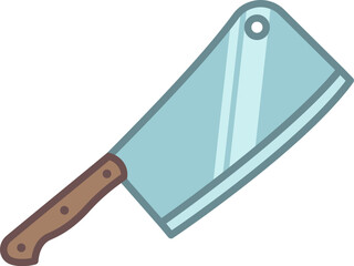 Cleaver meat icon in line and fill style.