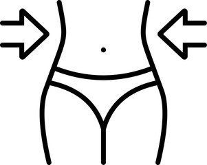Woman weight loss icon in linear style.
