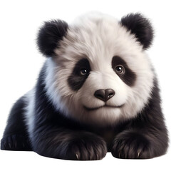 Isolated Panda Animal Against Transparent Backdrop