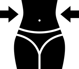 Woman weight loss icon in flat style.