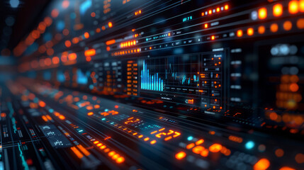 Obraz premium Comprehensive market analysis report with financial graphs, investment growth charts, and banking statistics on digital display for detailed insight.generative ai