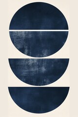 Abstract japandi boho style painting decoration wallpaper. A vibrant and romantic abstract art piece featuring a playful combination of circles, a striking monochrome colorway. 