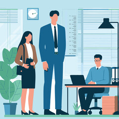 A flat vector illustration design with office visit.