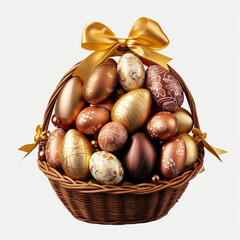 chocolate easter eggs in basket