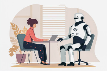Android robot gets a job being interviewed in the office of a female hiring manager