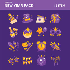 new year pack vector element collections