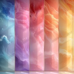 Columnas de color arcoíris, estilo marmolado, para usar como elementos gráficos en blogs, webs, papelería, tonos azules, violetas, rojos, naranjas, amarillos