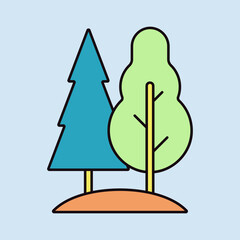 Deciduous and conifer forest vector icon