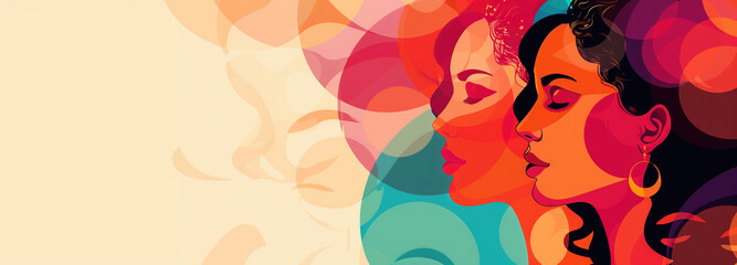 International Women's Day banner. Modern stylized background in vector style for women's day