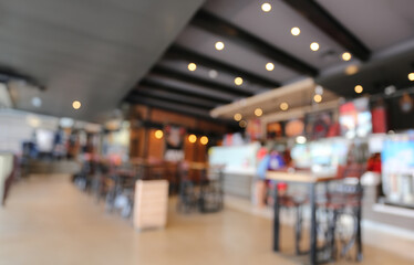 Wide Angle Blurred the interior of the coffee shop,Blur cafe abstract background. - 739482446