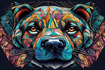 colorful dog head patron - obrazy, fototapety, plakaty