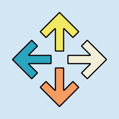 Four arrows pointing from the center vector icon