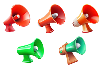 set of megaphone isolated on transparent background