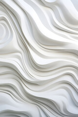 Abstract wavy white paper layers background. Smooth curved 3d shapes. Modern design and architecture concept. Image for background, wallpaper, and banner with copy space.