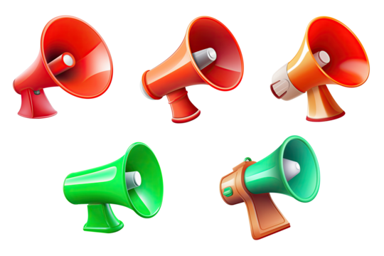 set of megaphone isolated on transparent background