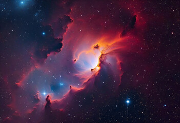 Obraz premium nebula from outer space in minimal style, with shiny stars