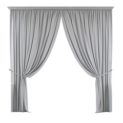 Photo Realistic Grey Blank Curtains Template. Front View. Interior Mockup. Ai Generative
