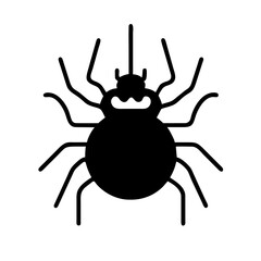 Obraz premium Halloween Spider's Web Vector: Black Spider on White Background, Illustrating a Danger Insect- Perfect for October Holiday Flyer Mockup.