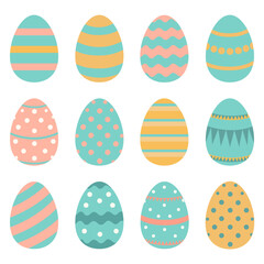 Set of colored Easter Eggs. Vector illustration