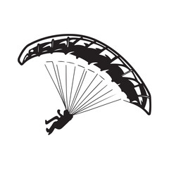 Black silhouette of a Hang Glider in a white background(1)