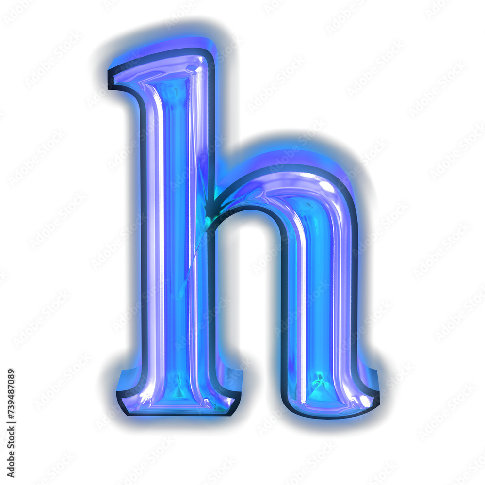 Sticker Glowing blue symbol. letter h