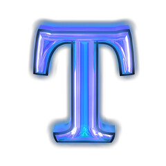Glowing blue symbol. letter t