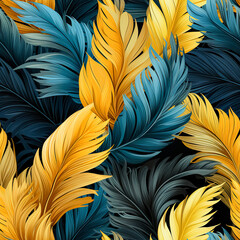 Seamless texture with multicolored feathers.